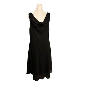 Helene Blake Black Cowl Drape Neck Open Back Cocktail Dress Size 14 NWT